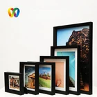 DOUBLE 100 Elegant Solid Shadow Box Wood With Leather Picture Photo Frame Set Wholesale