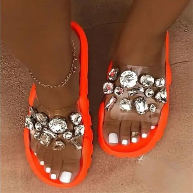 Hot Trendy women transparent vamp sandals ladies flat rhinestone slides for women, Yellow,orange,pink,green
Hot Trendy women transparent vamp sandals ladies flat rhinestone slides for women, Yellow,orange,pink,green