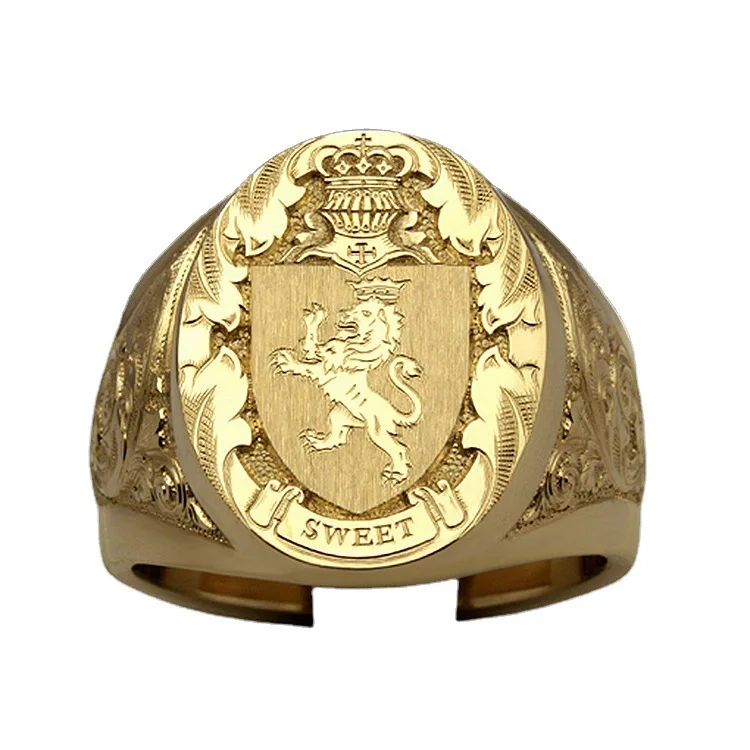 Hip Pop18K Gold Plated Royal Seal Men's Ring Yellow Gold Crown Lion Shield Badge Ring, Gold silver
Hip Pop18K Gold Plated Royal Seal Men's Ring Yellow Gold Crown Lion Shield Badge Ring, Gold silver