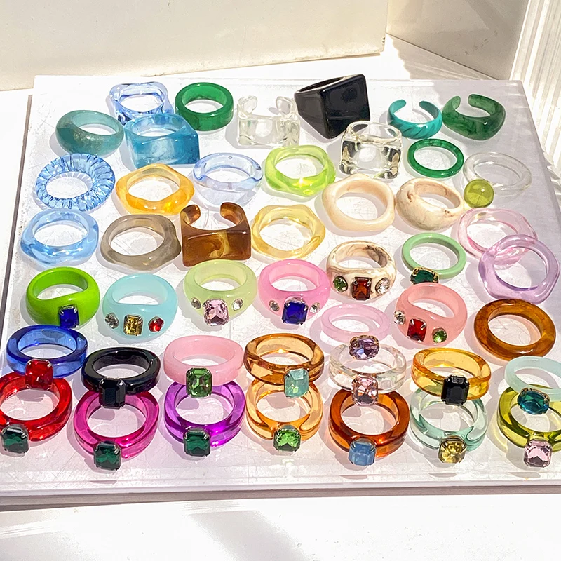 YHY Colorful Transparent Resin Acrylic Crystal Rhinestone Simple Geometric Square Round Rings Set 100 ring set
YHY Colorful Transparent Resin Acrylic Crystal Rhinestone Simple Geometric Square Round Rings Set 100 ring set