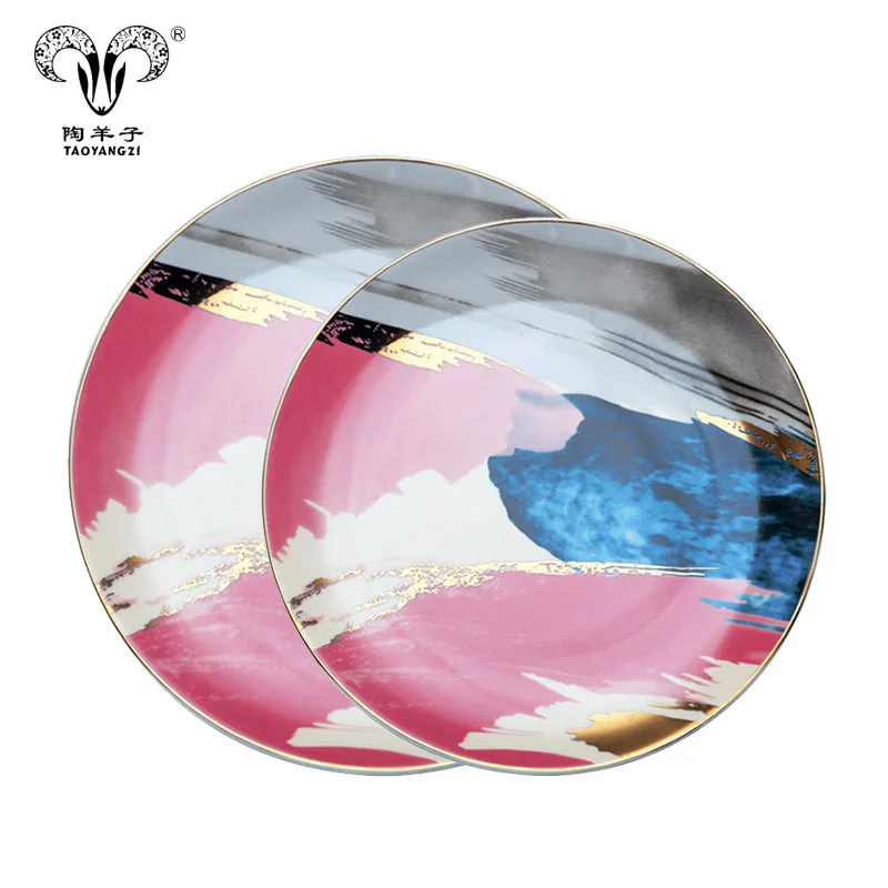 Gold painting ceramic porcelain plate in dishes stackable tableware pizza, Colorful ,customized
Gold painting ceramic porcelain plate in dishes stackable tableware pizza, Colorful ,customized