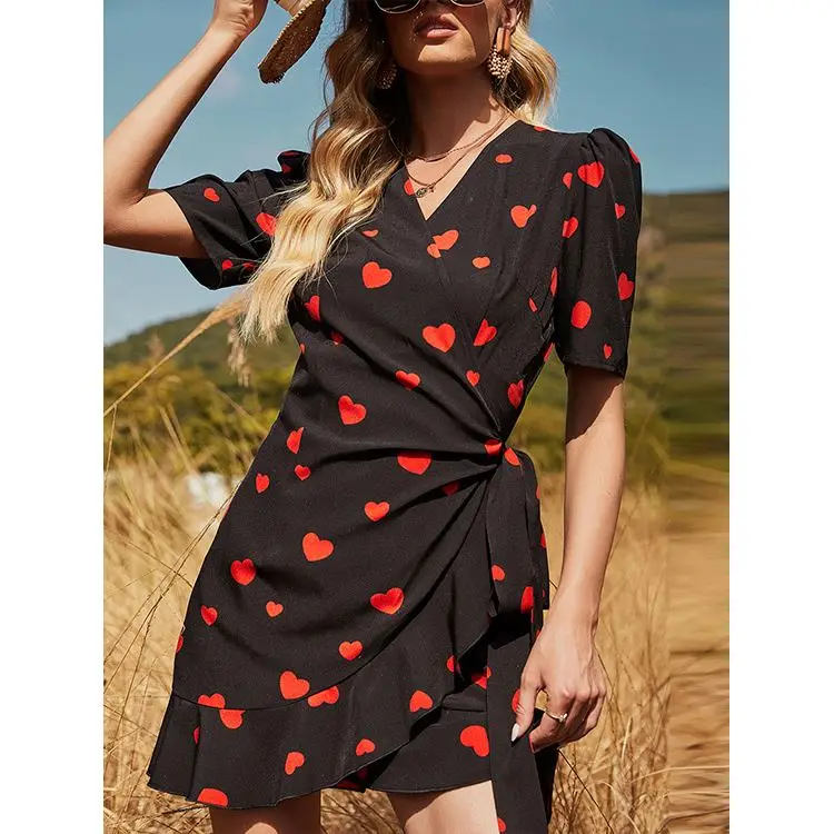 PEARL Summer Bubble Short Sleeve Heart Printed Woman Casual Dress Women Sexy Dresses 2021
PEARL Summer Bubble Short Sleeve Heart Printed Woman Casual Dress Women Sexy Dresses 2021