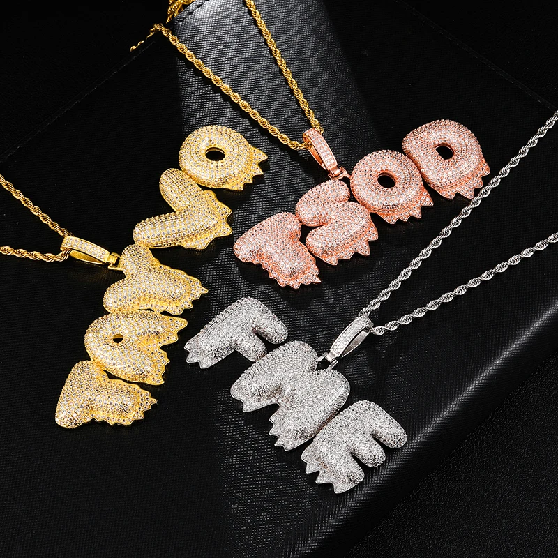 Hip Hop Iced Out Bubble Letters Custom Name Cubic Zircon Drip Chain Pendants & Necklaces For Men Jewelry With Tennis Chain, Gold/silver/pink gold
Hip Hop Iced Out Bubble Letters Custom Name Cubic Zircon Drip Chain Pendants & Necklaces For Men Jewelry With Tennis Chain, Gold/silver/pink gold