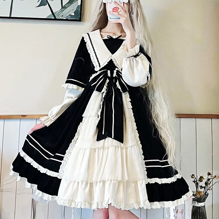 Sweet Lolita Dress Women Japanese Style Princess Dresses Long Sleeve Cute Party Dress Halloween Cosplay Costume
Sweet Lolita Dress Women Japanese Style Princess Dresses Long Sleeve Cute Party Dress Halloween Cosplay Costume