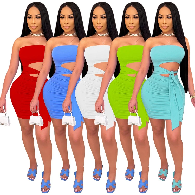 DUODUOCOLOR Fashion solid color chest wrap short skirt hollow out bandage summer sexy short dress women party wearing D98091
DUODUOCOLOR Fashion solid color chest wrap short skirt hollow out bandage summer sexy short dress women party wearing D98091