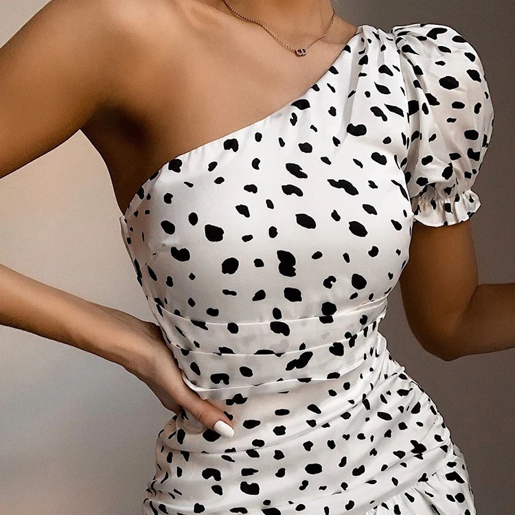Hot sale One Shoulder Ruffle Dress Short Sleeve Polka Dot Dress Summer Mini Vestido Dresses Women Lady Elegant Party, Such as pictures
Hot sale One Shoulder Ruffle Dress Short Sleeve Polka Dot Dress Summer Mini Vestido Dresses Women Lady Elegant Party, Such as pictures