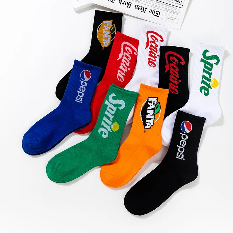 Wholesale Hot Sale Hip-Hop Skateboard Socks Popular Cola Fanta Drinks Pattern Cotton Fashion Couples Socks, Picture shows
Wholesale Hot Sale Hip-Hop Skateboard Socks Popular Cola Fanta Drinks Pattern Cotton Fashion Couples Socks, Picture shows