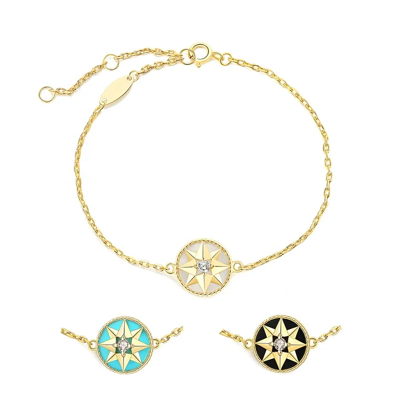 Ins Fashion All-match Temperament 925 Sterling Silver With Diamond Eight-pointed Star Lucky Compass Bracelet Female, Customized color 
Ins Fashion All-match Temperament 925 Sterling Silver With Diamond Eight-pointed Star Lucky Compass Bracelet Female, Customized color