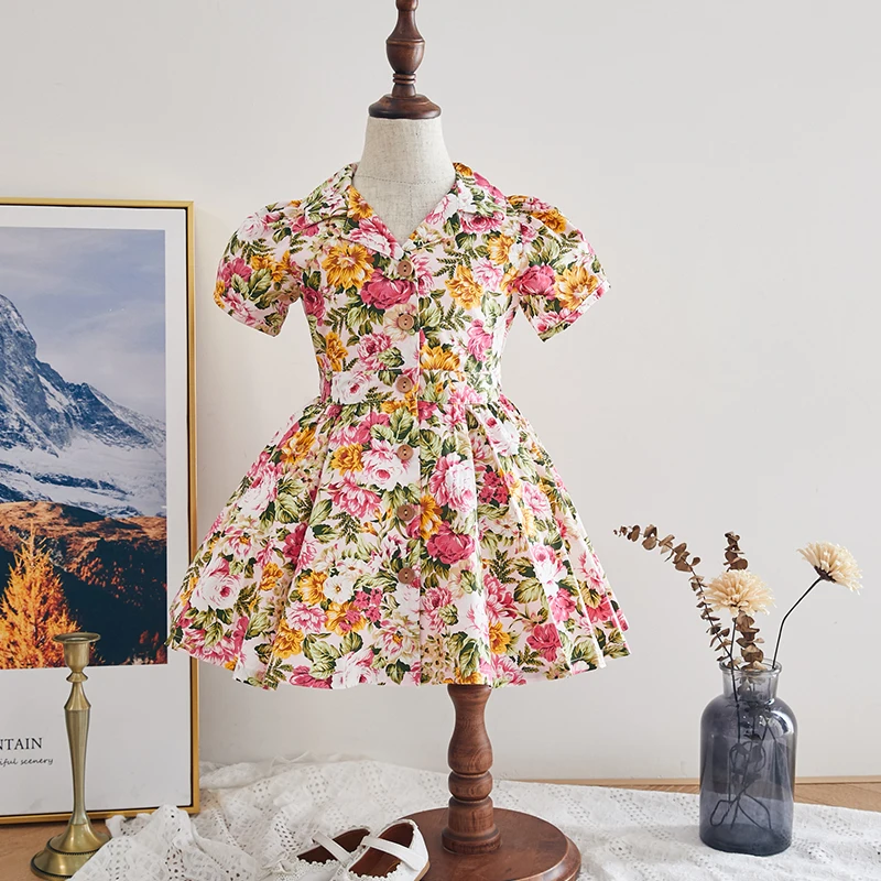 Children fashion clothes summer vintage v neck floral kids girl dress, Multi colour options
Children fashion clothes summer vintage v neck floral kids girl dress, Multi colour options