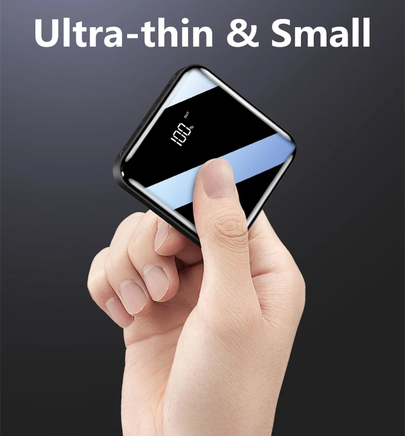 YM Trending promotional gift 20000mAh portable mini power bank mirror screen digital display battery charger for smartphone - ANKUX.COM