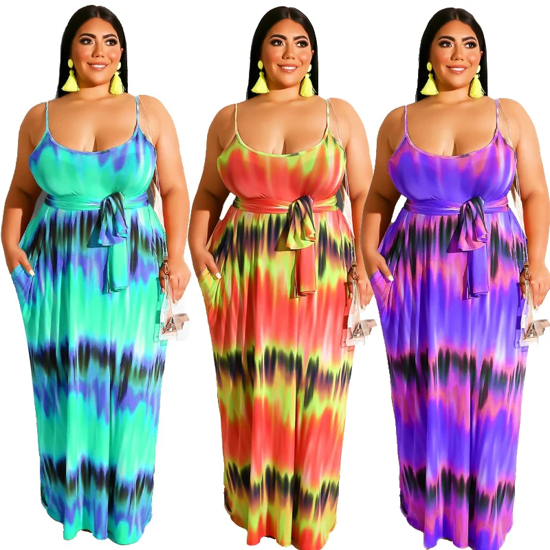 jofz2004 Suspender dress tie dyed womens plus size holiday casual dresses with belt, Purple,geen,orange
jofz2004 Suspender dress tie dyed womens plus size holiday casual dresses with belt, Purple,geen,orange