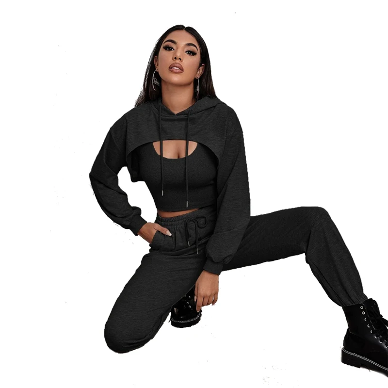 Wholesale Women Outdoor Hoodie Three Pieces Sets Woman Sweatshirt Two Pieces Set 
Wholesale Women Outdoor Hoodie Three Pieces Sets Woman Sweatshirt Two Pieces Set