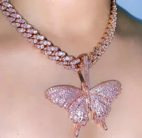 hip hop bling women jewelry in stock rose gold plated pink butterfly pendant Cuban link chain necklace
hip hop bling women jewelry in stock rose gold plated pink butterfly pendant Cuban link chain necklace