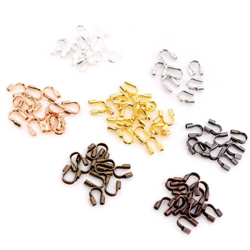 

100pcs/lot  Wire Protectors Wire Guard Guardian Protectors loops U Shape Accessories Clasps Connector For Jewelry Making, Multi-colors