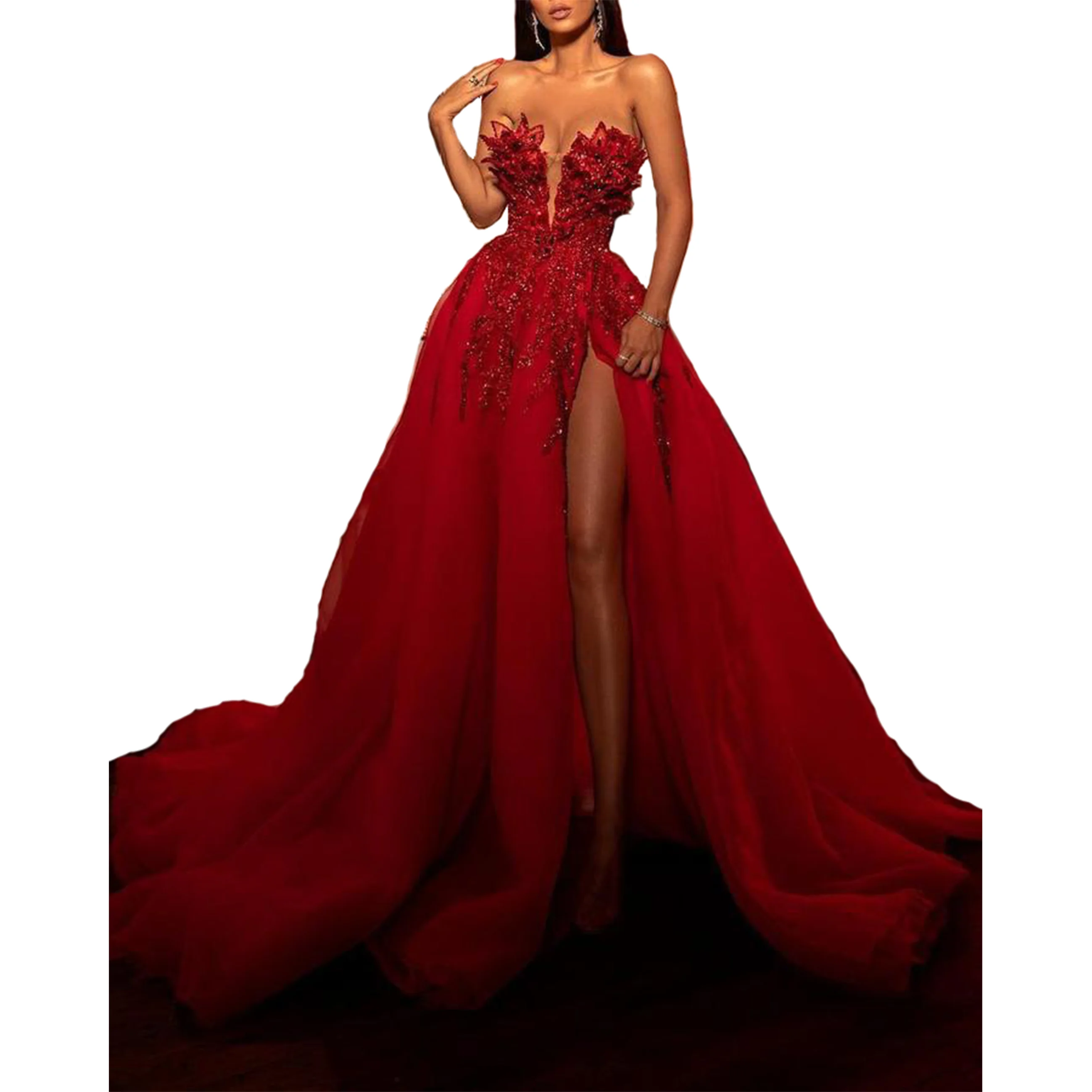 2021 Fashion Embroidery Sexy Sleeveless Evening Dress Women Red Elegant Party Dress, Picture color
2021 Fashion Embroidery Sexy Sleeveless Evening Dress Women Red Elegant Party Dress, Picture color