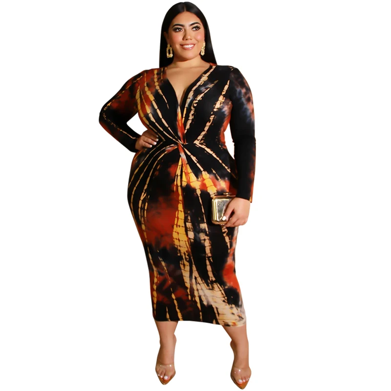 2022 High Quality Spring Autumn Dress Tie Dye Print V Neck Skinny Sexy Long Plus Size Dress
2022 High Quality Spring Autumn Dress Tie Dye Print V Neck Skinny Sexy Long Plus Size Dress