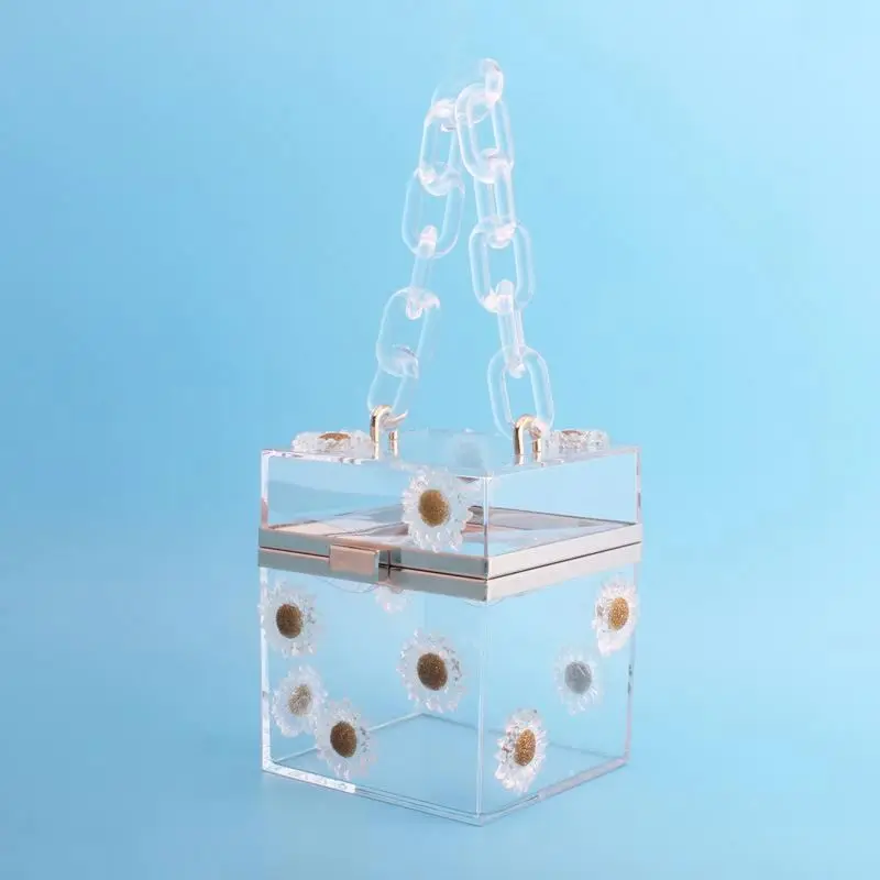 2020 Hot Transparent Daisy Design Acrylic Square Box Women Clear Purses and Handbags Chain Shoulder Hand Bags
2020 Hot Transparent Daisy Design Acrylic Square Box Women Clear Purses and Handbags Chain Shoulder Hand Bags