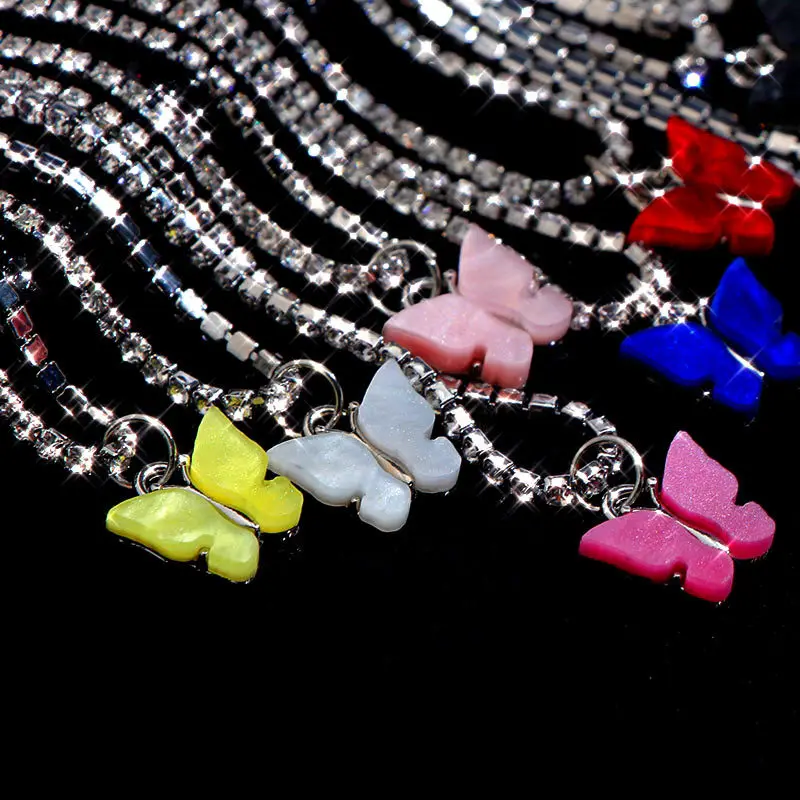 Colorful acrylic diamond butterfly necklace female silver alloy chain sweet butterfly necklace
Colorful acrylic diamond butterfly necklace female silver alloy chain sweet butterfly necklace