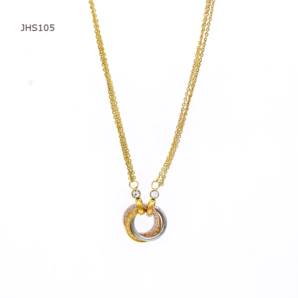 JHS105 Hot Sale 18K Gold Chain Tricolor Zircon Pendant Basic Punk Zircon Stainless Steel Necklace Women, 18k gold plated color
JHS105 Hot Sale 18K Gold Chain Tricolor Zircon Pendant Basic Punk Zircon Stainless Steel Necklace Women, 18k gold plated color