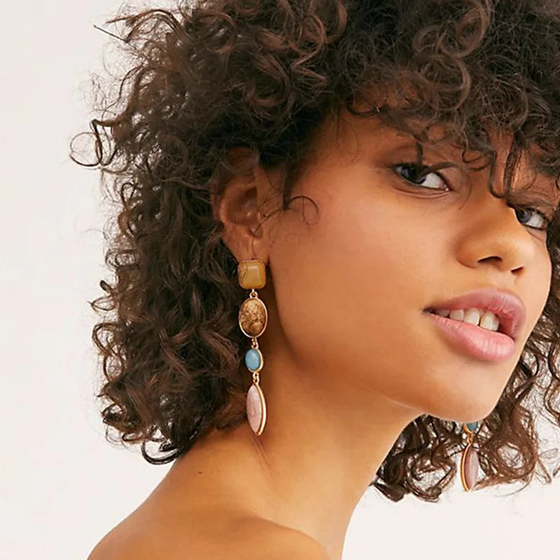 European Style Geometric Crystal Stone Long Dangle Earrings Natural Crystal Tassel Earrings For Women
European Style Geometric Crystal Stone Long Dangle Earrings Natural Crystal Tassel Earrings For Women