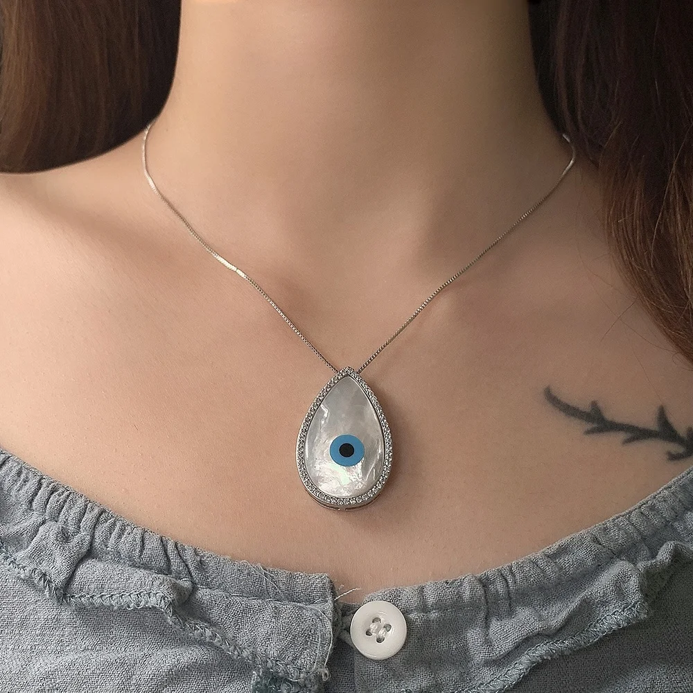 Luxury pendant for women silver pear shell pendant unique evil eyes necklaces, Gold,silver
Luxury pendant for women silver pear shell pendant unique evil eyes necklaces, Gold,silver