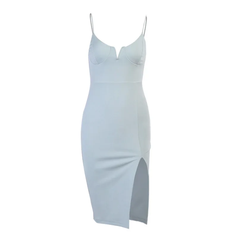 Night Club Party Street Ladies Fashion Dress Sky Blue Sleeveless V-neck Sling Halter Split Zipper Korean Dress Women
Night Club Party Street Ladies Fashion Dress Sky Blue Sleeveless V-neck Sling Halter Split Zipper Korean Dress Women