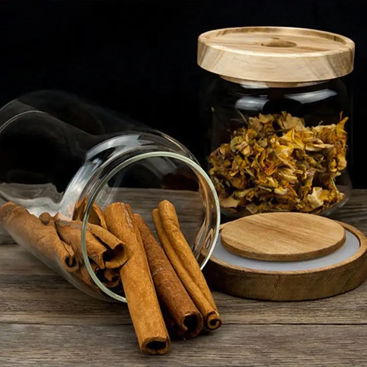 Food Storage Empty Glass Jars Thickened Hand Made Glass Jar With Acacia Wooden Lid, Clear
Food Storage Empty Glass Jars Thickened Hand Made Glass Jar With Acacia Wooden Lid, Clear
