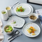 Colorful terrazzo design unique ceramic dinner plate sets luxury dinner set for weddings