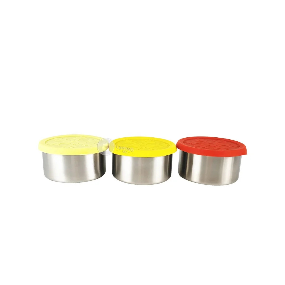 Dipping Sauce Containers set/stainless steel condiment containers with silicone lids/salad dressing containers