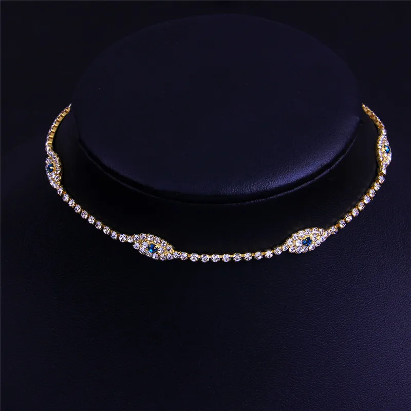 Hot selling hip hop ice out evil eye crystal choker necklace for women girls, Gold/silver
Hot selling hip hop ice out evil eye crystal choker necklace for women girls, Gold/silver