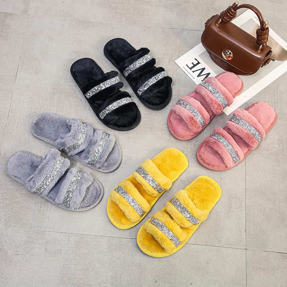 Fashion plush women slide flat sole open toe ladies slippers rhinestone fluffy sandal for women and ladies
Fashion plush women slide flat sole open toe ladies slippers rhinestone fluffy sandal for women and ladies