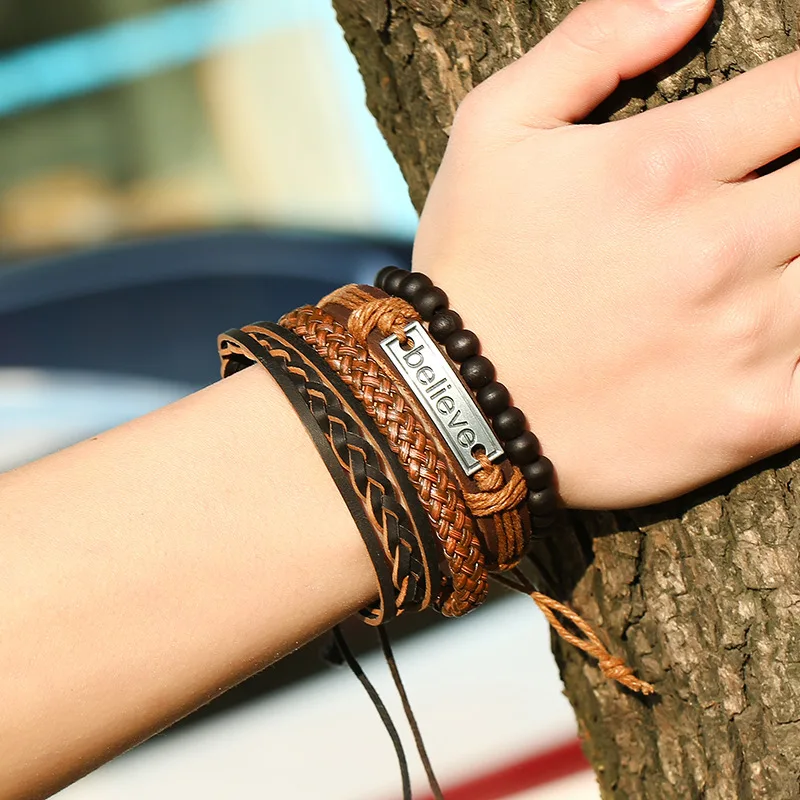 Cowboy Braided Leather Bracelet for Men Women BELIEVE Letter Wooden Beaded Cuff Wrap Bracelet Adjustable Bangle Set of 4 Pieces, Brown
Cowboy Braided Leather Bracelet for Men Women BELIEVE Letter Wooden Beaded Cuff Wrap Bracelet Adjustable Bangle Set of 4 Pieces, Brown