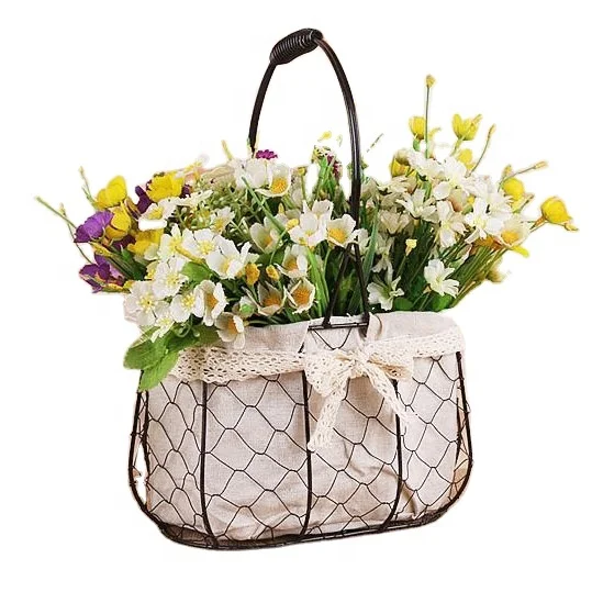 Wholesale Customize Home Decor Picnic Oval Dark Brown Metal Wire Fabric Food Fruit Garden Storage Flower Basket With Handles
Wholesale Customize Home Decor Picnic Oval Dark Brown Metal Wire Fabric Food Fruit Garden Storage Flower Basket With Handles