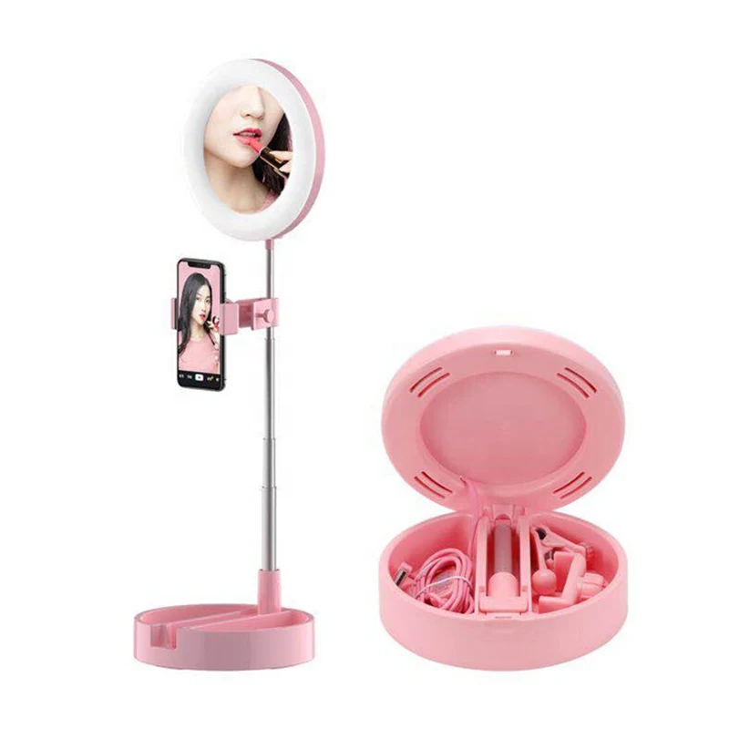 Folding Table Mirror Makeup Selfie Ring Lamp Led Ring Light with photo holder For Living Program For Smart Phone
Folding Table Mirror Makeup Selfie Ring Lamp Led Ring Light with photo holder For Living Program For Smart Phone