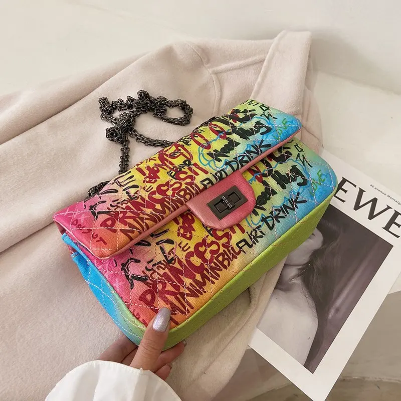 Ins Hot Sale Colorful Art graffiti Printed Handbag purses Gils Pures Rainbow Fashion Women Bag, 3colors
Ins Hot Sale Colorful Art graffiti Printed Handbag purses Gils Pures Rainbow Fashion Women Bag, 3colors