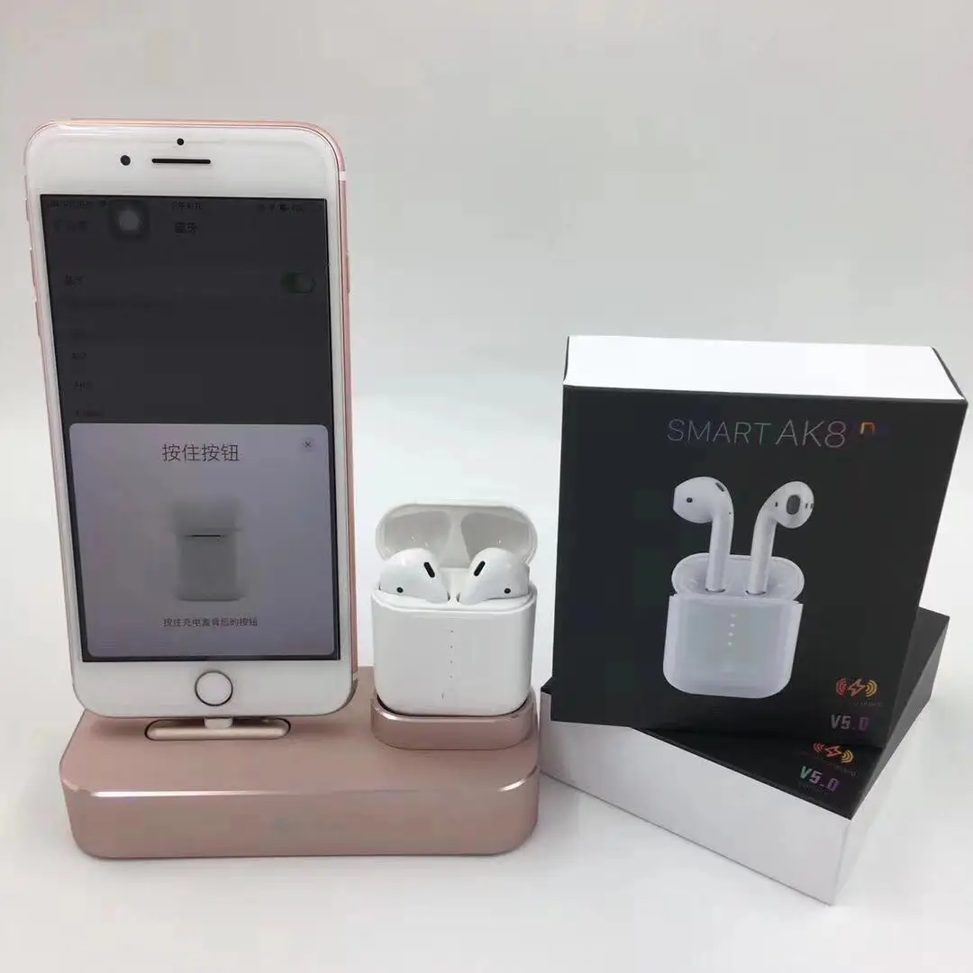 5.0 Touch TWS smart AK8 Wireless Earphone Mini Headset Auto Pair Earbuds Pop-up window ear detection support wireless charging - ANKUX.COM