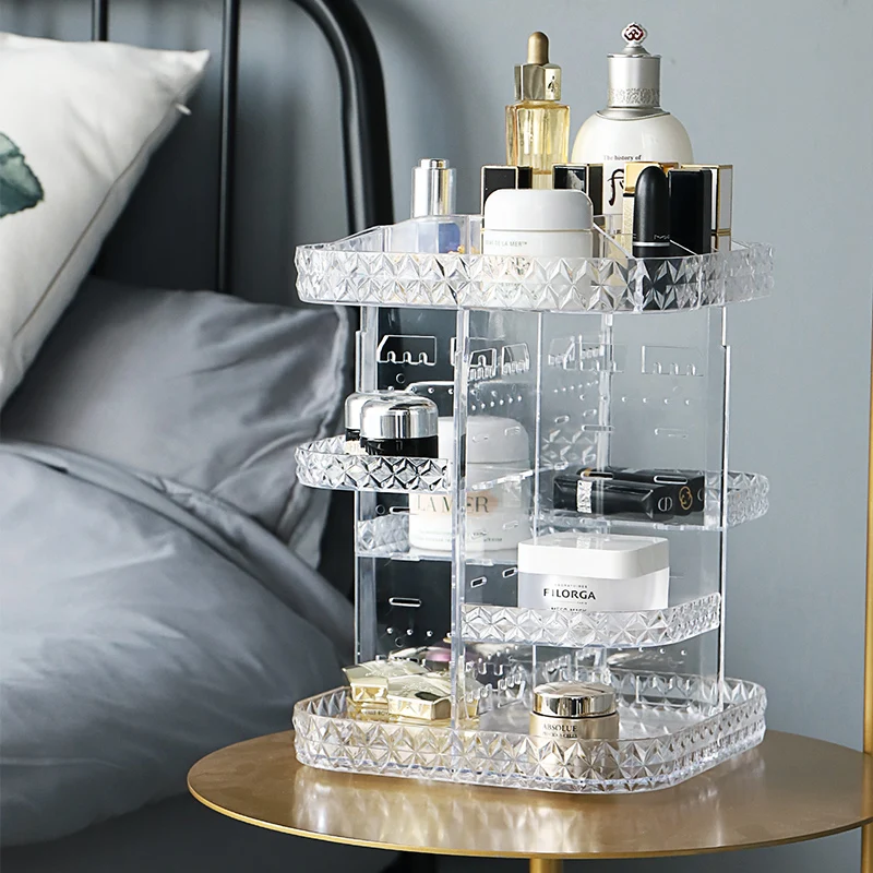 Wholesale Rotating Makeup Organiser Crystal Adjustable Jewelry Cosmetic Perfumes Display Stand Box Make Up Storage, Transparent
Wholesale Rotating Makeup Organiser Crystal Adjustable Jewelry Cosmetic Perfumes Display Stand Box Make Up Storage, Transparent