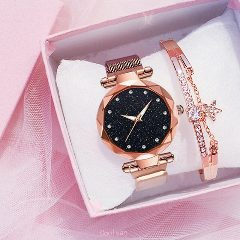 Luxury 2pcs Women Watches Bracelet Set Fashion Elegant Magnet Buckle Ladies Starry Sky Watch Set CD014
Luxury 2pcs Women Watches Bracelet Set Fashion Elegant Magnet Buckle Ladies Starry Sky Watch Set CD014
