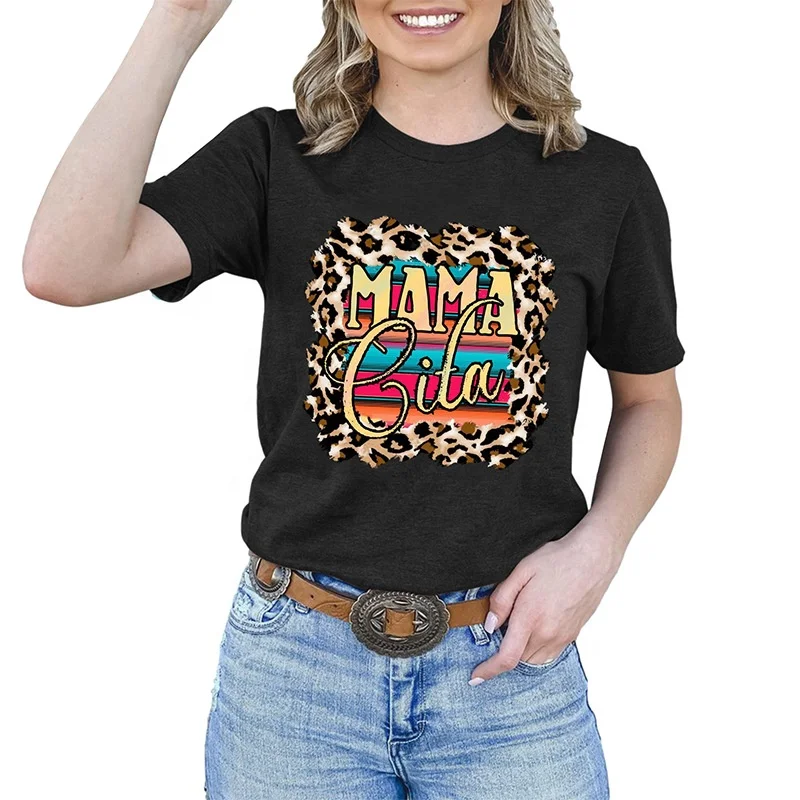 Leopard Patchwork Causal T Shirt,Short Sleeve MAMA Printed Woman Tops, Picture
Leopard Patchwork Causal T Shirt,Short Sleeve MAMA Printed Woman Tops, Picture