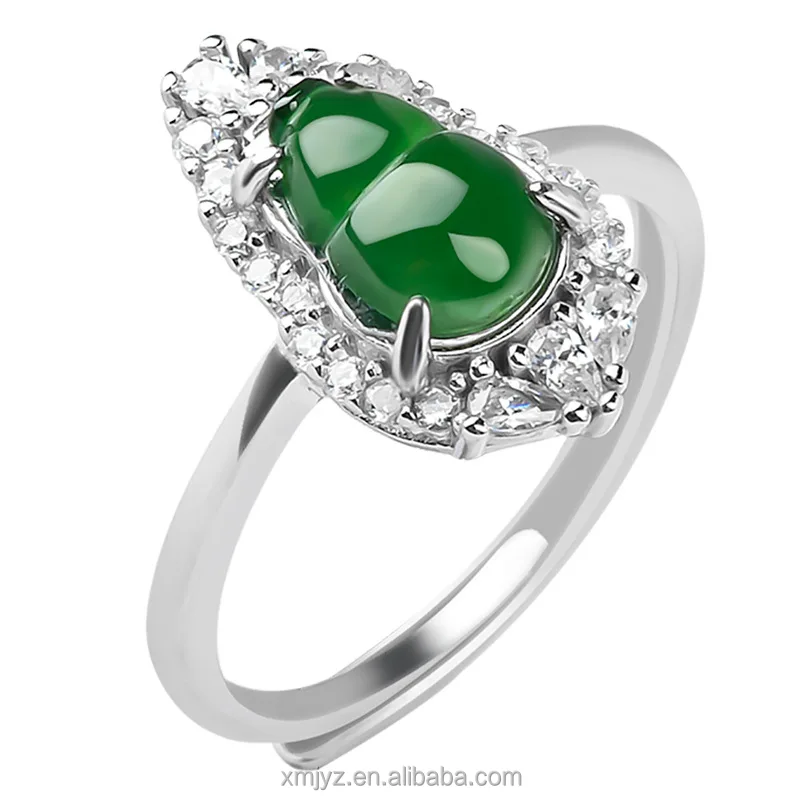 Certified Grade A 925 Silver Inlay Natural Jade Gourd Yang Green Ice Jade Stone Ring Fashion Men's Ring Women's Adjustable
Certified Grade A 925 Silver Inlay Natural Jade Gourd Yang Green Ice Jade Stone Ring Fashion Men's Ring Women's Adjustable