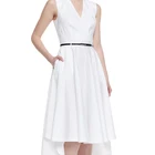 Summer short front long back dress casual women elegant long white dresses custom