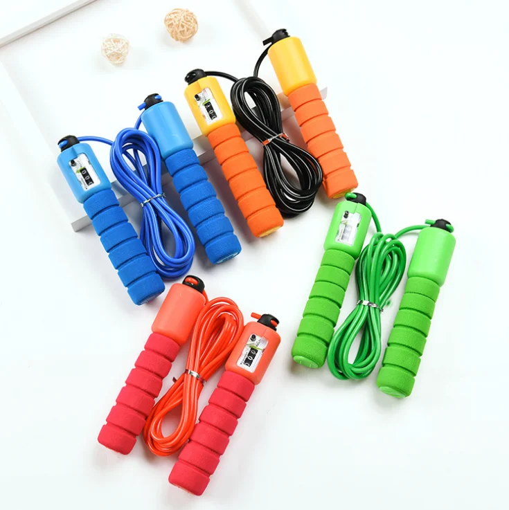 Common Plastic Jumping Rope With Counter Skipping Kids Electronic Counting Long Digital Counting Skipping Rope, Black/blue/red/green