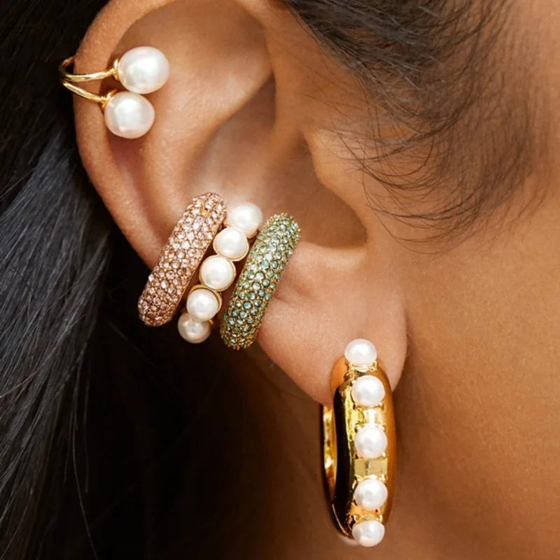 Fashion Aolly 18k Gold Plated Jewelry Ear Bone Cuff C Shaped Pave Pearl Clip Women Earrings
Fashion Aolly 18k Gold Plated Jewelry Ear Bone Cuff C Shaped Pave Pearl Clip Women Earrings