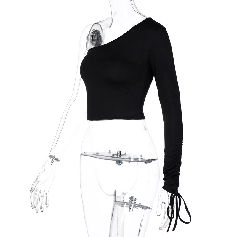 2021 women fashion sexy T-shirt one shoulder drawstring long sleeve crop top ladies solid t shirt
2021 women fashion sexy T-shirt one shoulder drawstring long sleeve crop top ladies solid t shirt