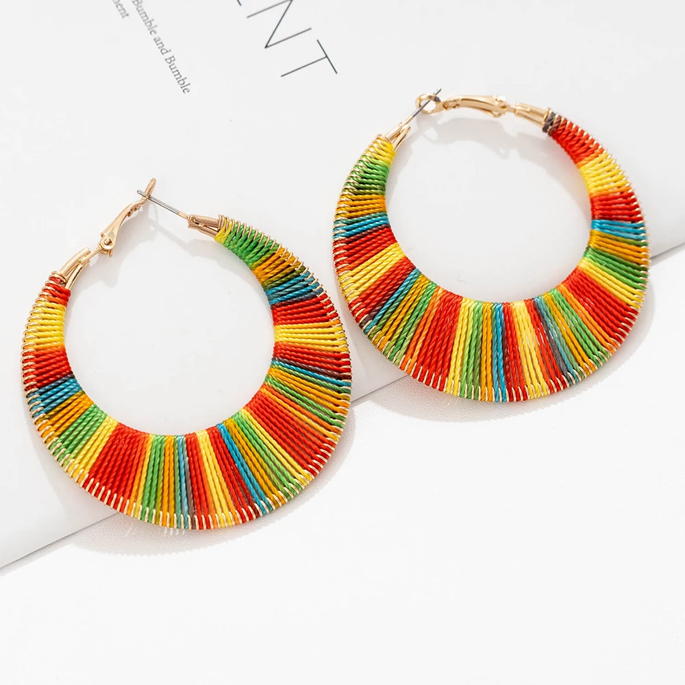 Hot Sale Double Circle Colorful fabric Earrings Statement hoop Earrings For fashion women, Multi colors
Hot Sale Double Circle Colorful fabric Earrings Statement hoop Earrings For fashion women, Multi colors