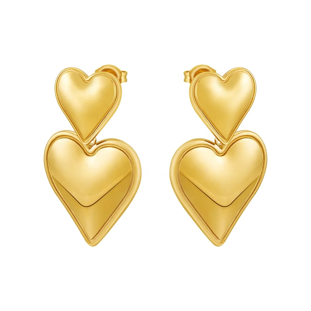 Latest 18K Gold Plated Stainless Steel Jewelry Double Love Heart Shaped Unique Drop Earrings For Women Gifts Earrings E231465
Latest 18K Gold Plated Stainless Steel Jewelry Double Love Heart Shaped Unique Drop Earrings For Women Gifts Earrings E231465