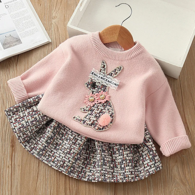 CYB20365 New autumn winter girls lovely rabbit wool top +skirt set Two Piece kids clothing Sets
CYB20365 New autumn winter girls lovely rabbit wool top +skirt set Two Piece kids clothing Sets