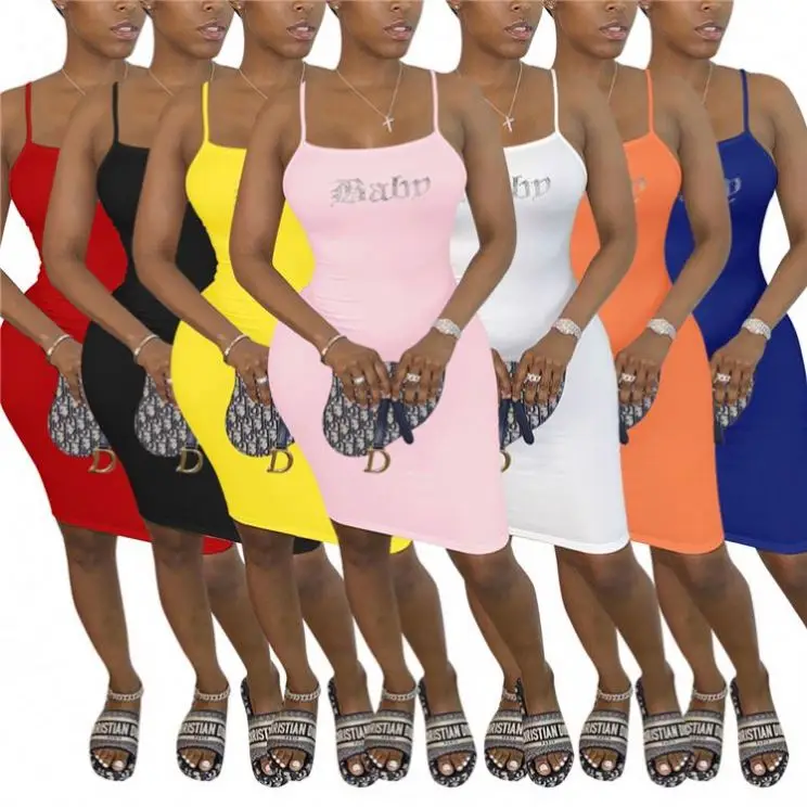 Hot Sale Solid Color Baby Letter Print Summer One Piece Suspender Camisole Dress Women One Piece Dresses
Hot Sale Solid Color Baby Letter Print Summer One Piece Suspender Camisole Dress Women One Piece Dresses