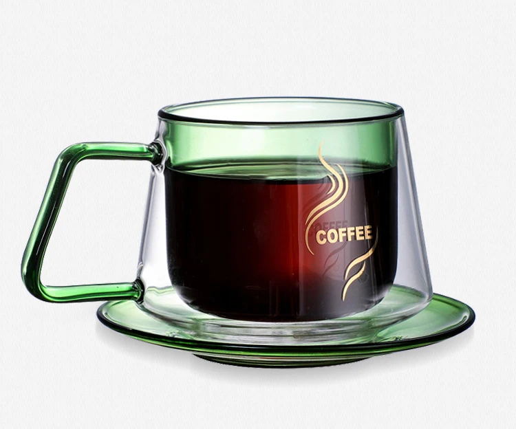 Color high borosilicate glass double wall coffee mug set with plate hot resistant glass support print LOGO
Color high borosilicate glass double wall coffee mug set with plate hot resistant glass support print LOGO