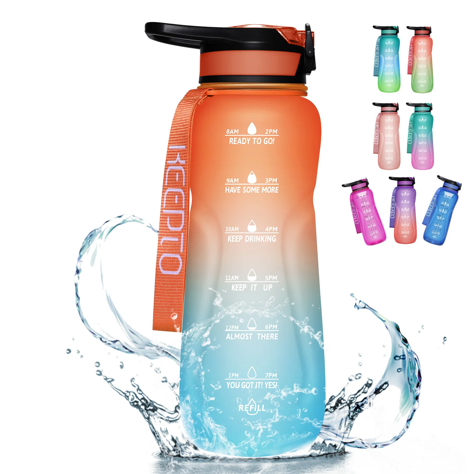 Wholesale tritan 64oz water bottle with motivational marked water jug BPA free, Customized color
Wholesale tritan 64oz water bottle with motivational marked water jug BPA free, Customized color